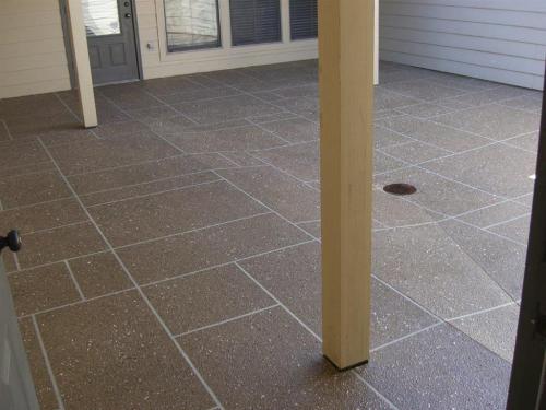 Patio overlay with an ashlar tile pattern