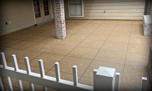 Concrete overlay in tile pattern