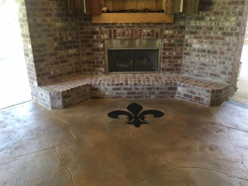 Patio with Carved Acrylistain overlay in Stone Pattern