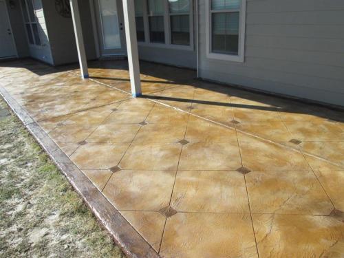 Diamond tile pattern concrete overlay with border