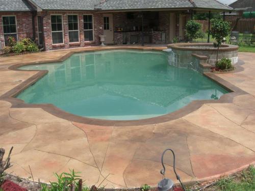 Stone pattern concrete overlay with border