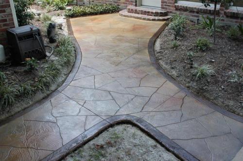 Stone pattern concrete overlay with border