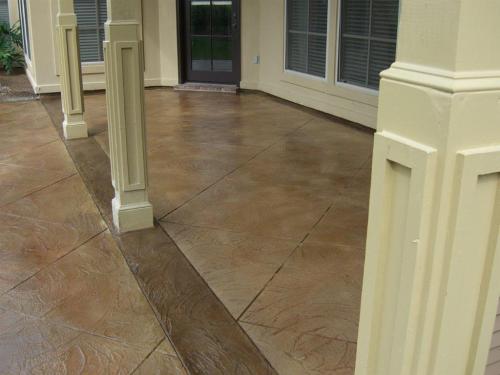 Diamond tile pattern concrete overlay with border