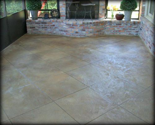 Diamond tile pattern concrete overlay