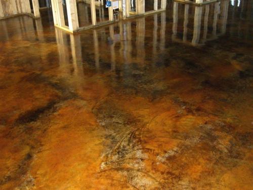 New construction acid stained concrete floor in Baton Rouge, LA