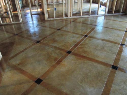 Stained and Scored Concrete Floor in Prairieville, LA