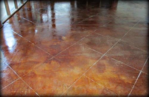 Scored and stained concrete floor in Baton Rouge, LA