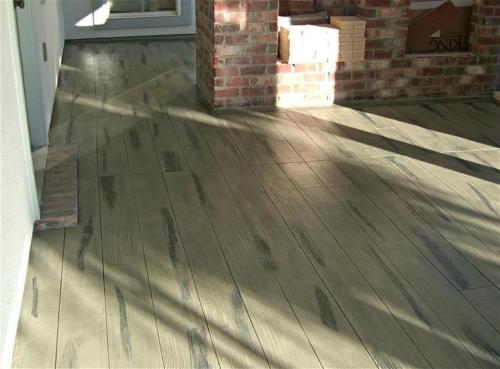 Concrete designed with Wood Look on patio
