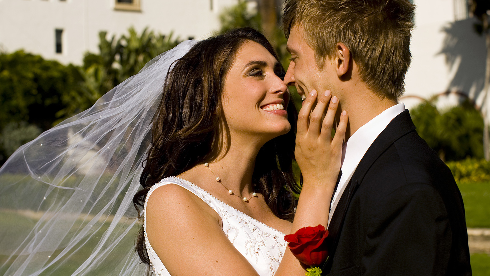 happy newly married husband and wife