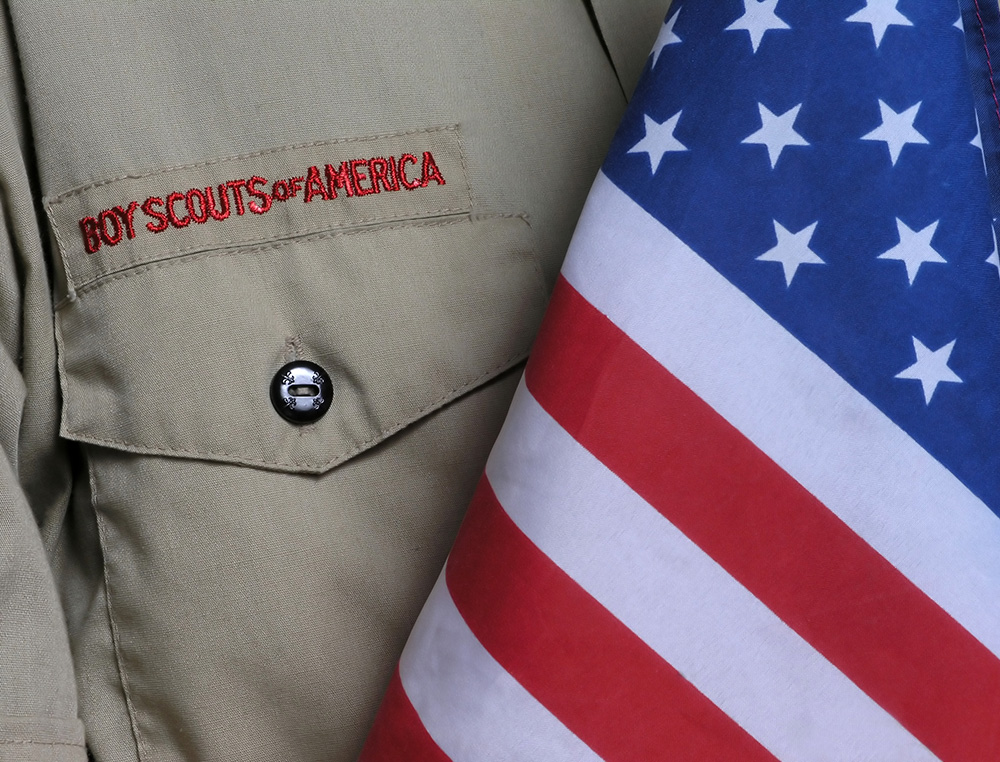 Boy Scouts shirt and U.S. flag