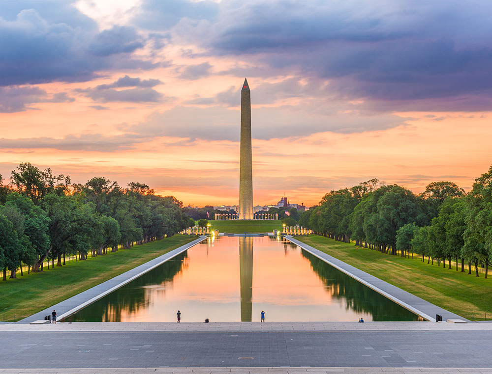 The Washington Monument at sunrise