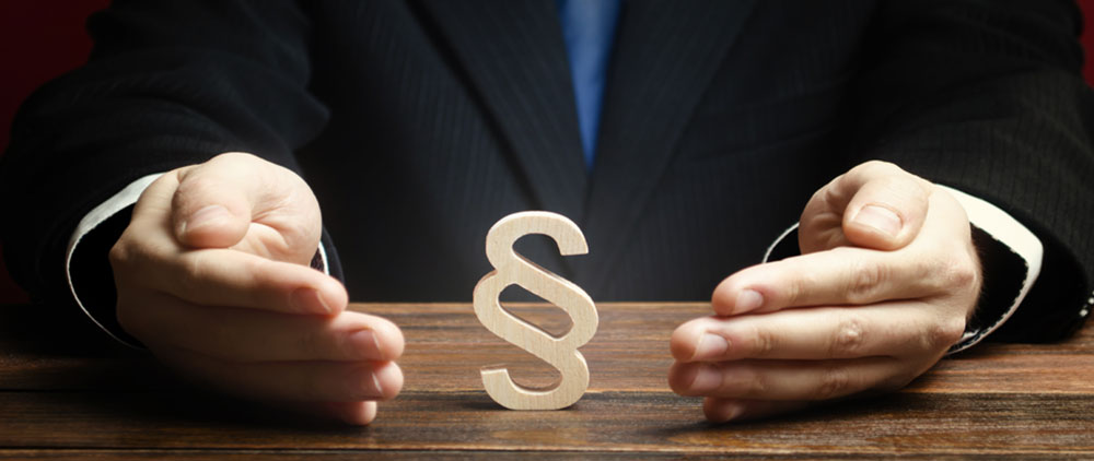 picture of legislator's hands cupped around the legal code symbol