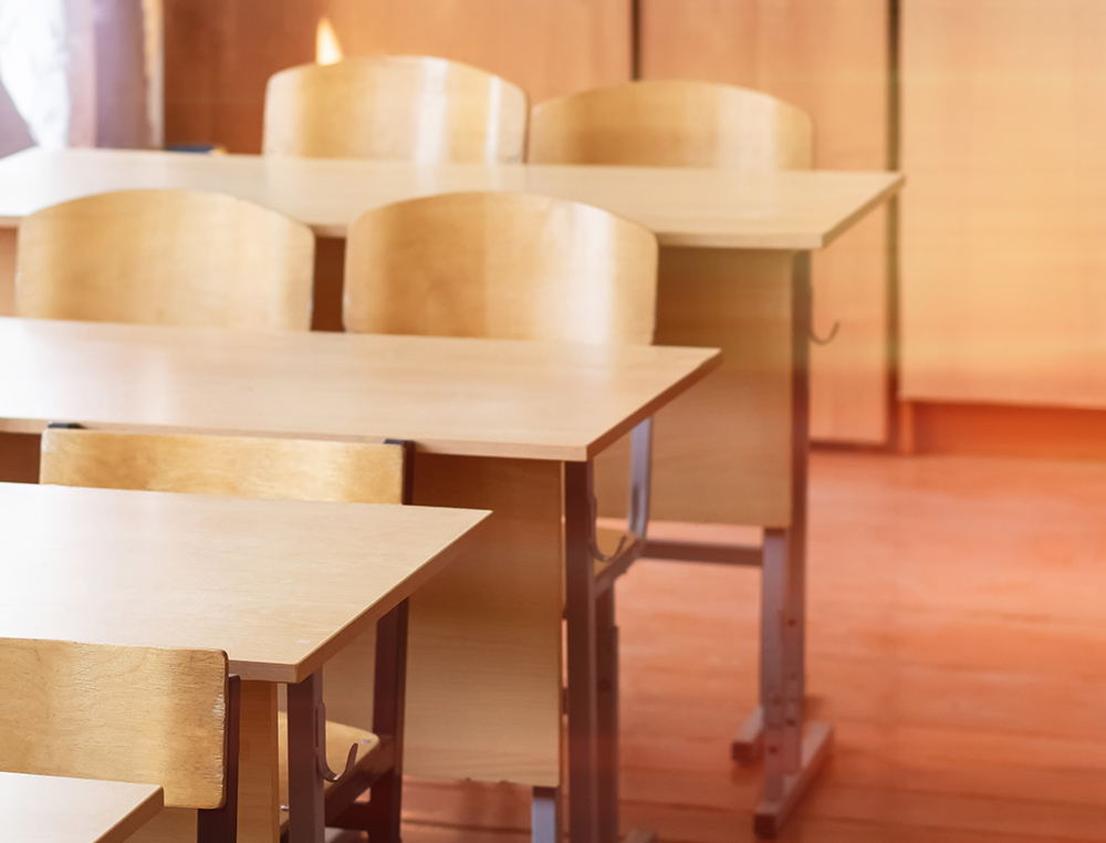 Classroom with desks
