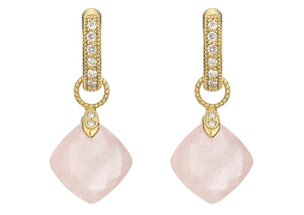 18k Rose Quartz Earring Charms
