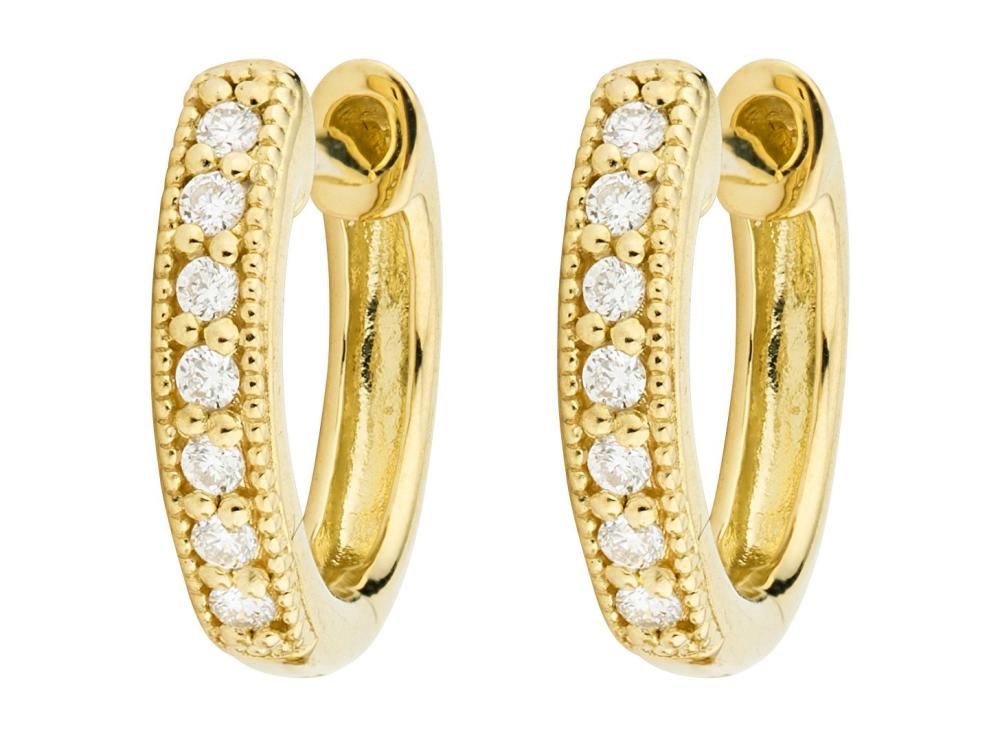 18k Diamond Huggie Hoop Earring Charms