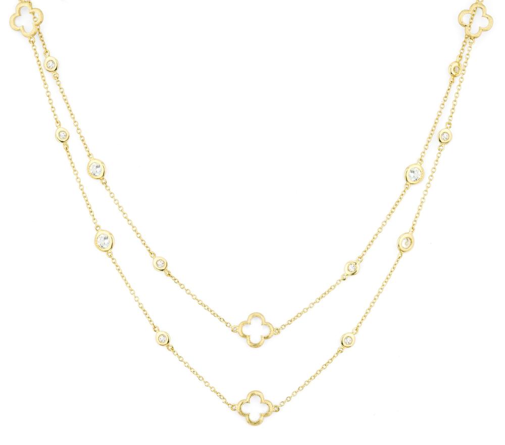 18k Provence White Sapphire Clover Chain