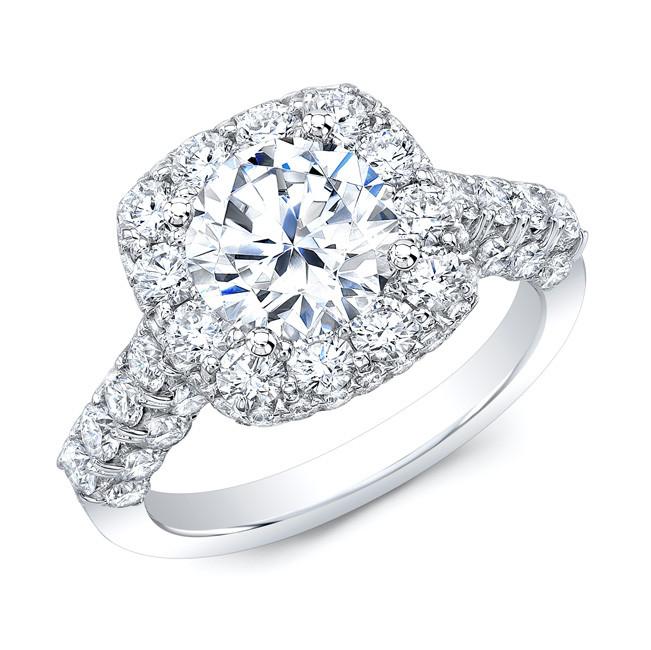 Seamless Cushion Shaped Halo Engagement Ring - Antons Fine Jewelry ...