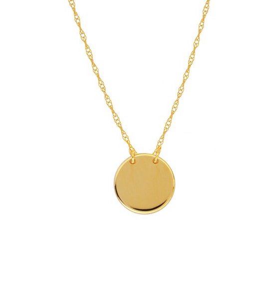 10K Gold Tiny 'Wisdom' Disc Pendant