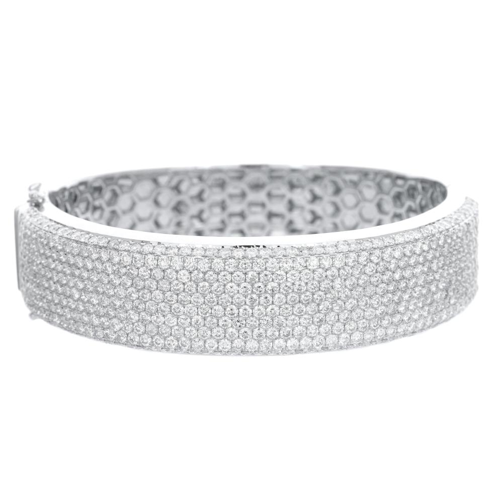 18k White Gold Wide Diamond Bracelet