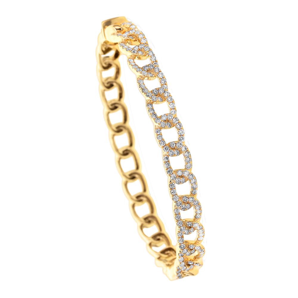 Diamond Chain Link Bangle in Yellow Gold