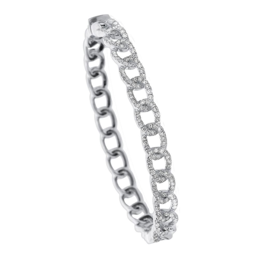 Diamond Chain Link Bangle in White Gold