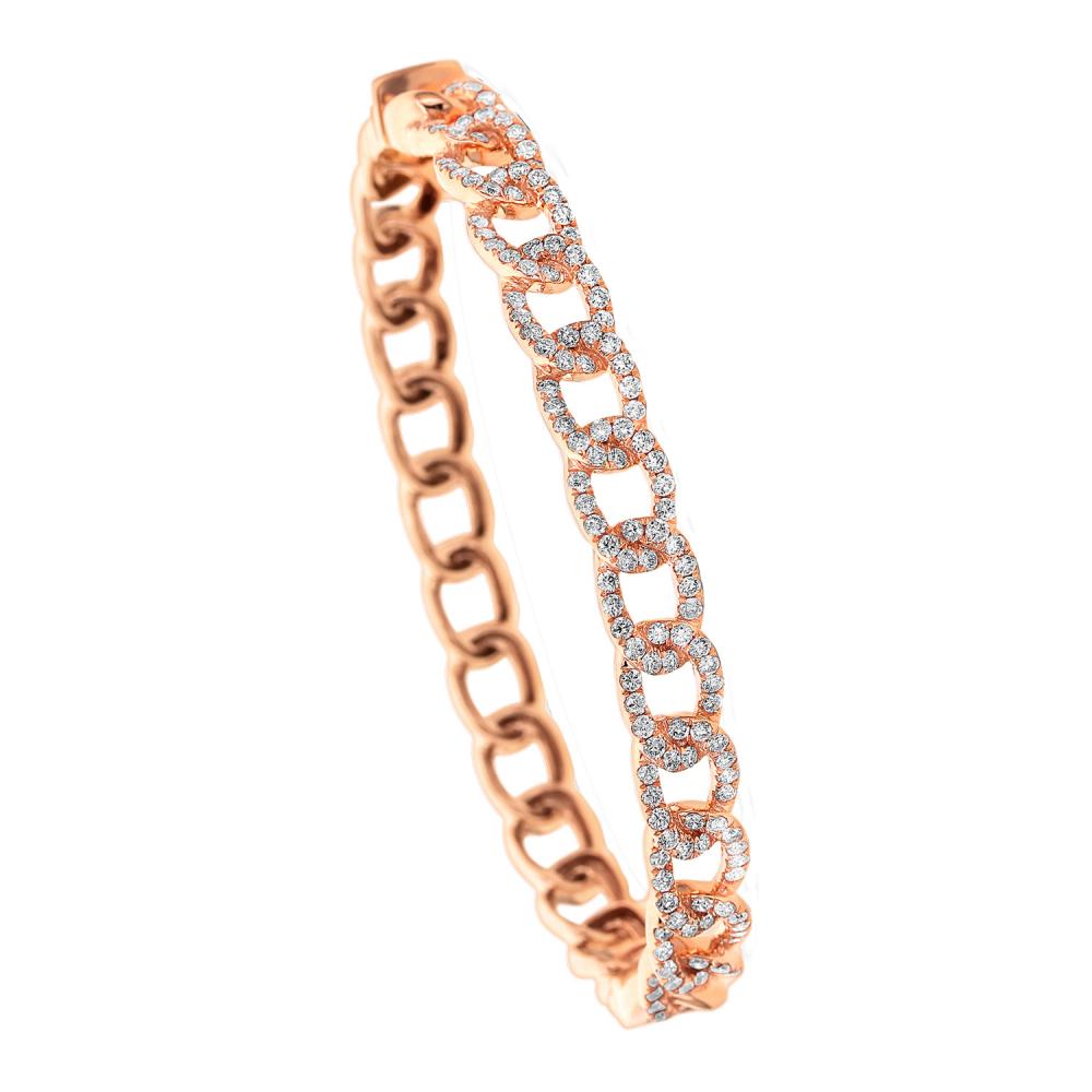 Diamond Chain Link Bangle in Rose Gold