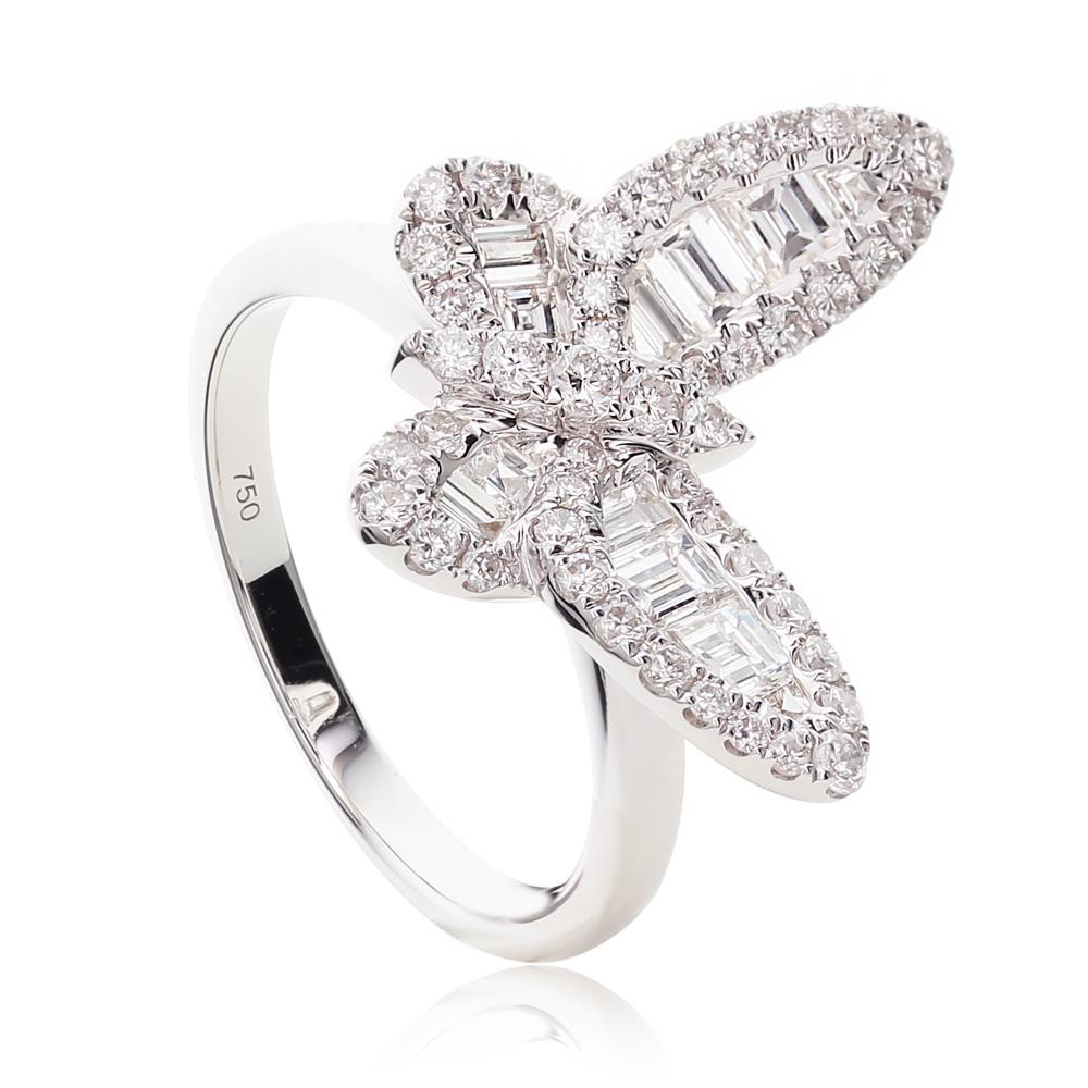 Diamond Butterfly Ring in White Gold