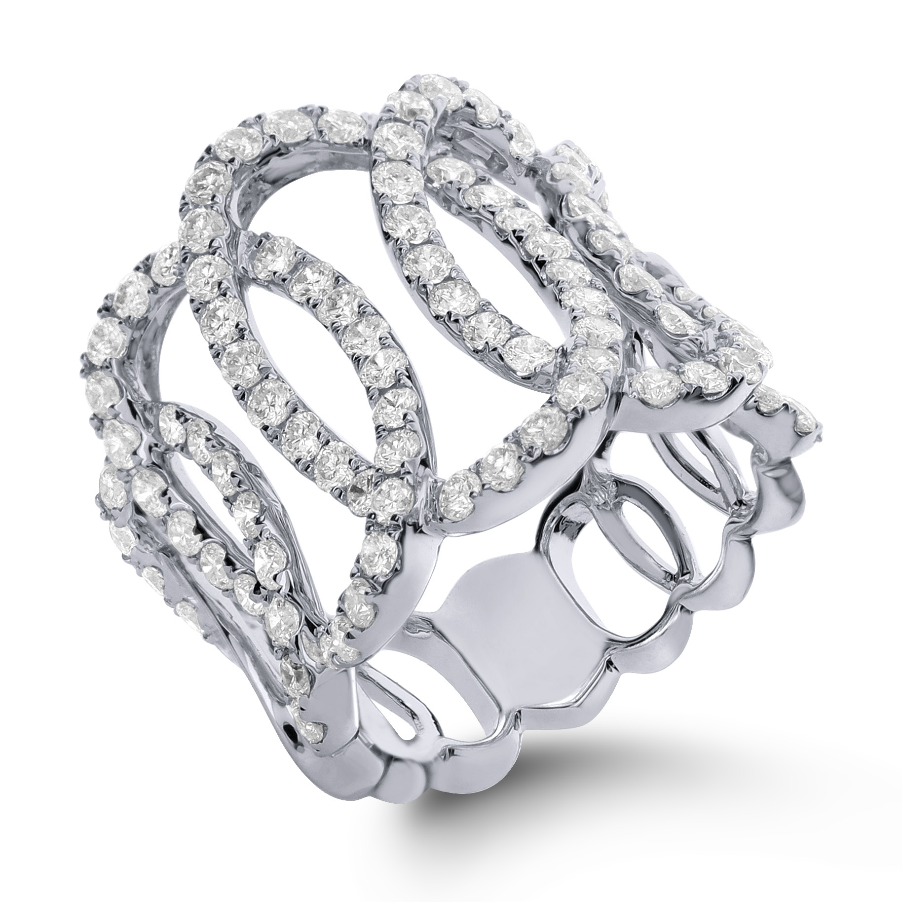 Diamond Large Oval Ring in White Gold Antons Fine Jewelry Baton