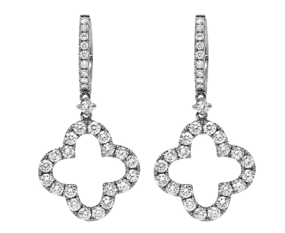 Diamond Dangle Quad Earring in White Gold