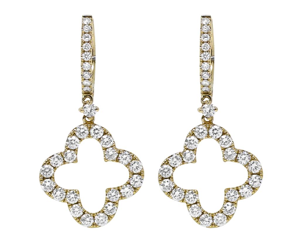 Diamond Dangle Quad Earring in Yellow Gold