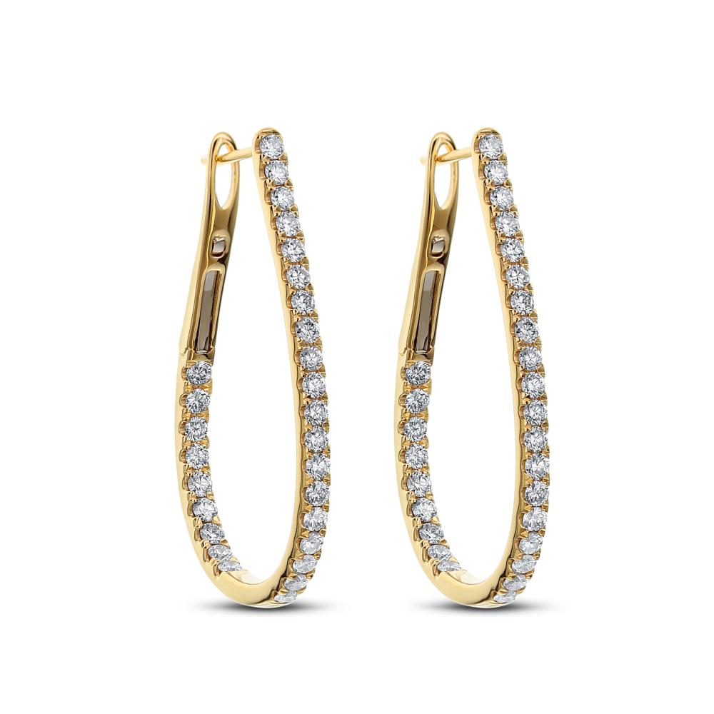 Diamond In And Out Oval Hoop Earrings in Yellow Gold