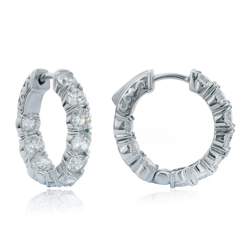 Diamond In And Out Hoop Earrings in White Gold