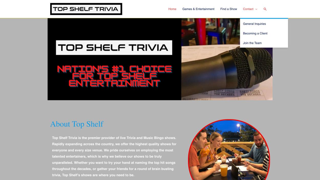 Top Shelf Trivia - Website - Before