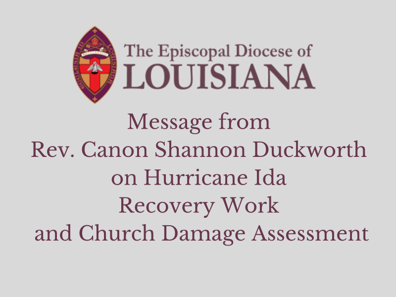 Message from Canon Duckworth on Hurricane Ida Recovery Work