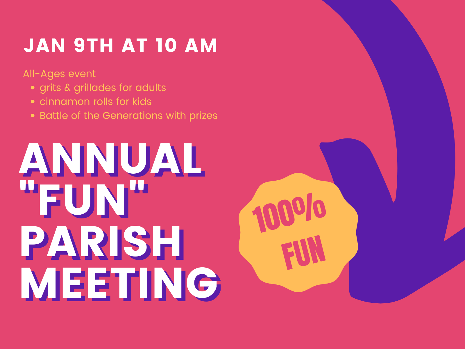 Annual FUN Parish Meeting on January 9th at 10am