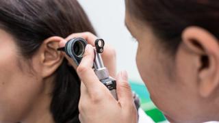 lady getting a hearing test