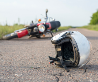 Helmet on Road after Motorcycle Accident