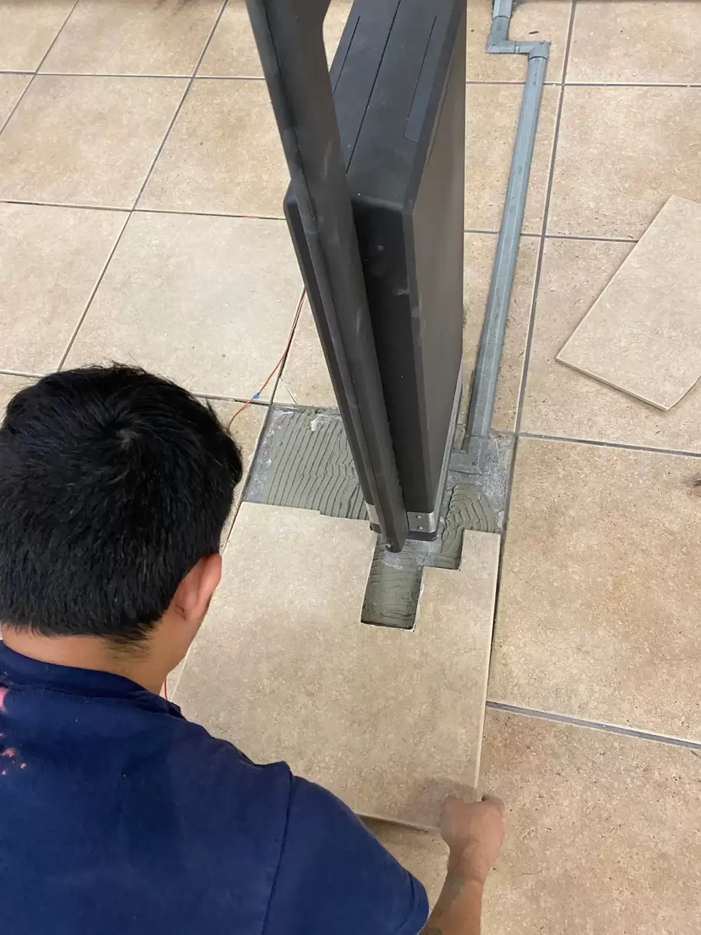 Broken Tile Repair In Progress