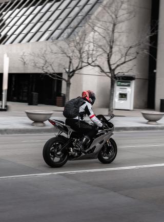 Motorcycle rider on a sport bike