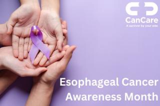 Esophageal cancer light purple ribbon cupped in peoples hands