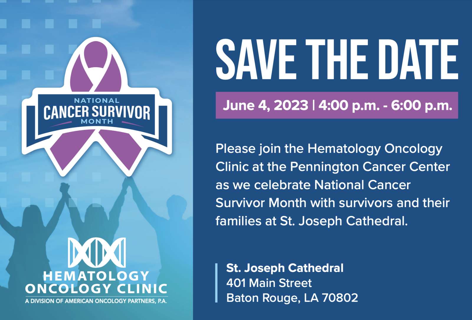 June 4 St. Joseph Cathedral Celebration of Cancer Survivors