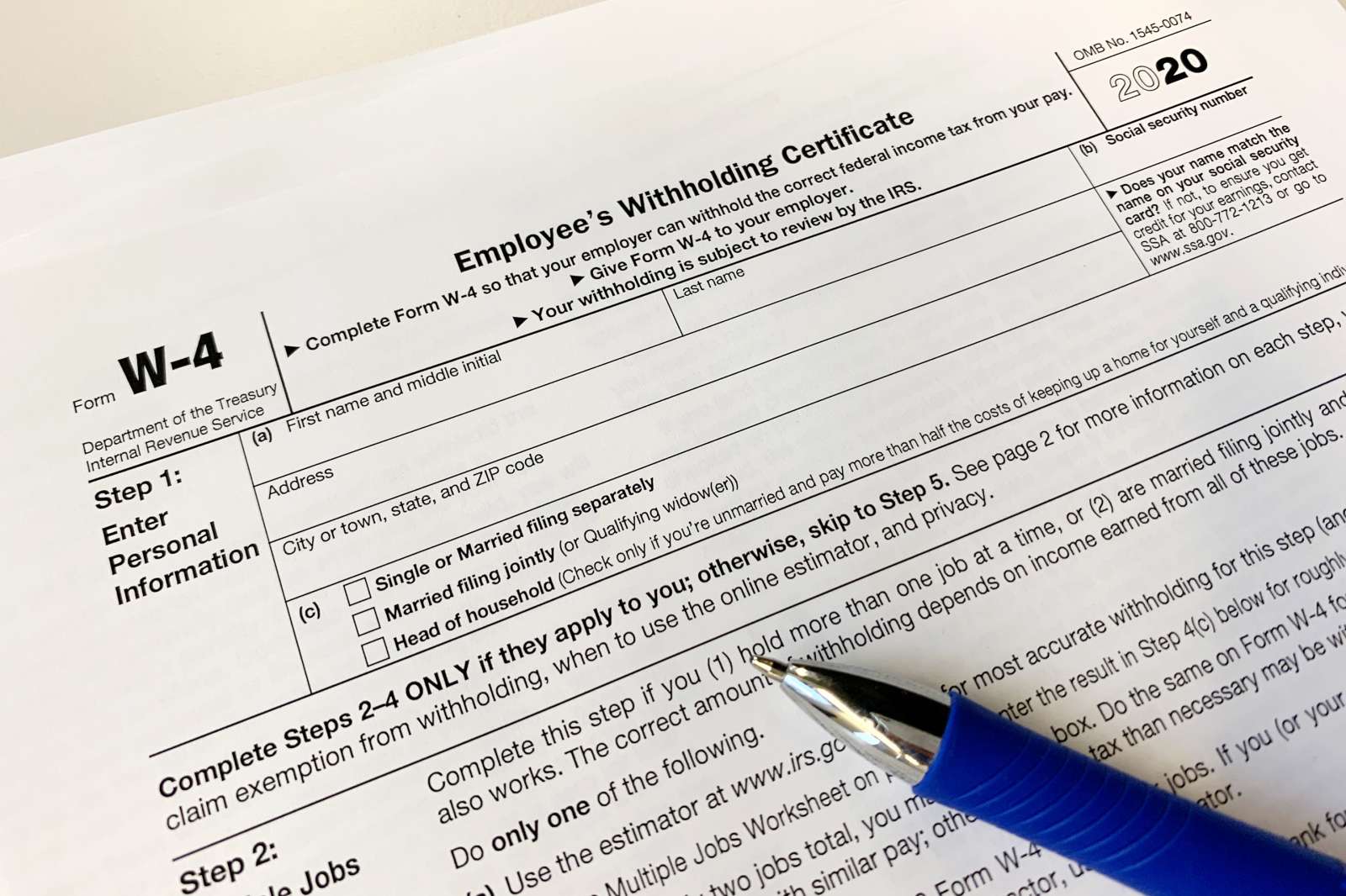 Federal Filing Status Instructions New and Old W4 Form