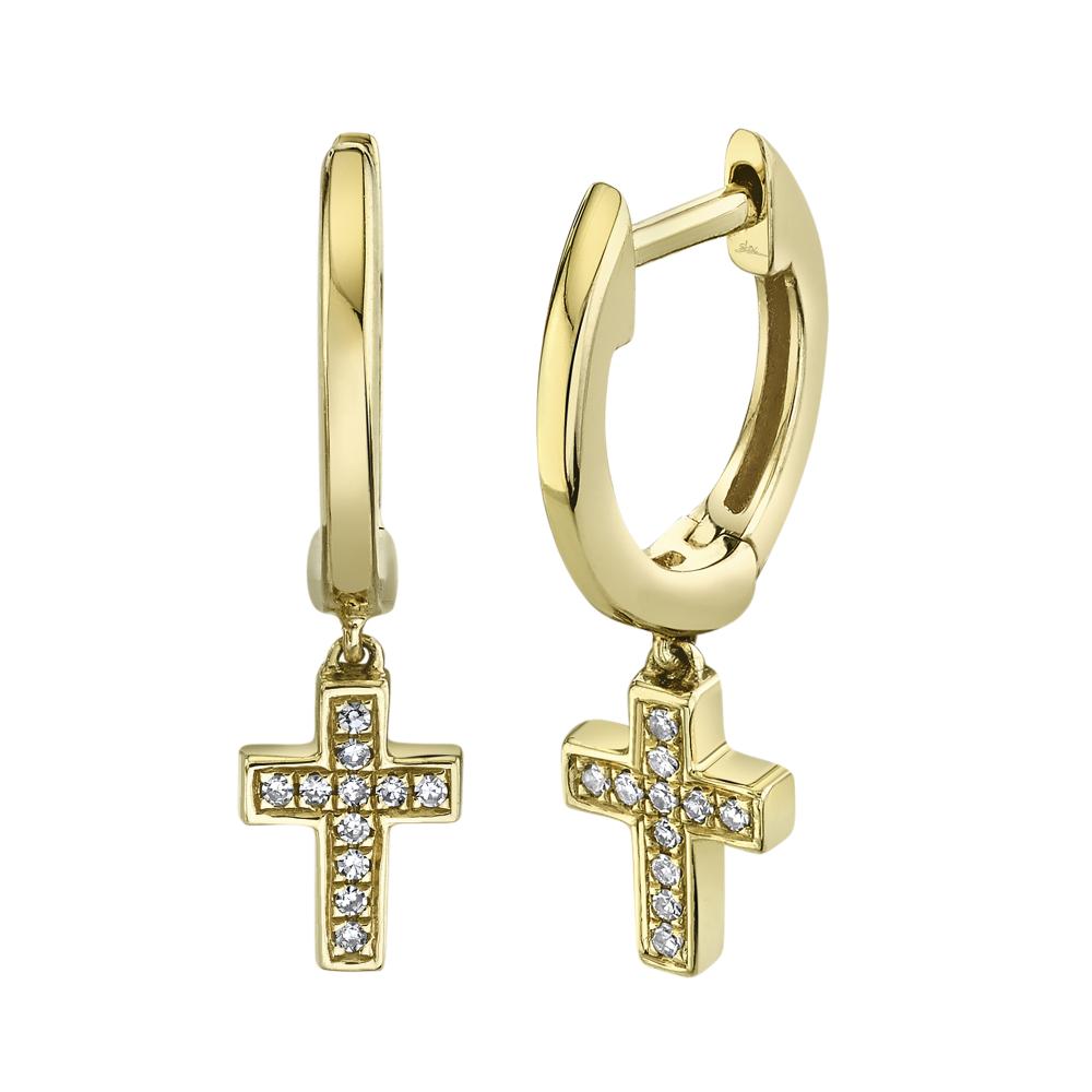 Cross Charm Huggie Earrings