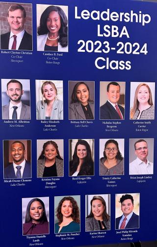 Catherine Smith Carrier has been selected as a member of the Louisiana State Bar Association's Leadership LSBA 2023-2024 Class.