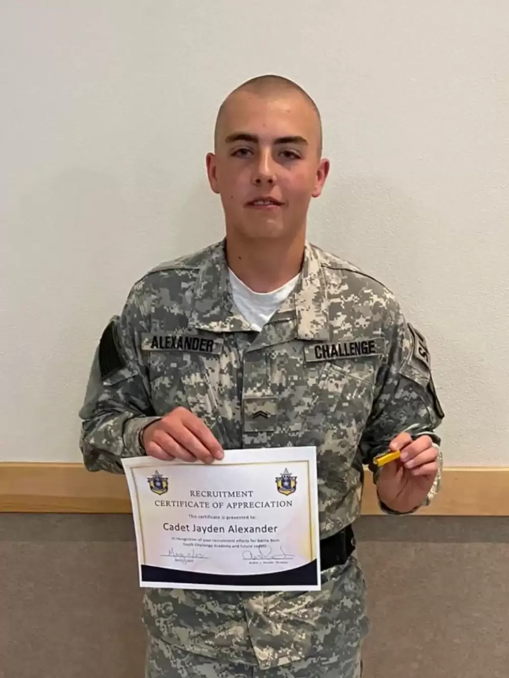 Corporal Alexander Wall of Fame class photo