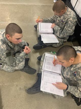 Image shows the students gearing up for the requirements for The National Guard Youth ChalleNGe Program and preparing for the rigorous curriculum ahead in military uniform. 