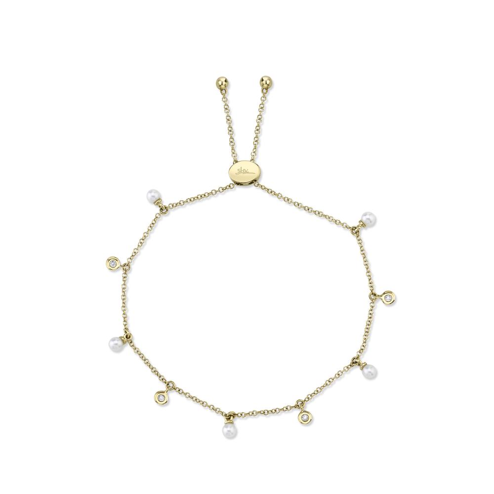 Diamond & Cultured Pearl Bolo Bracelet