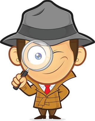 Inspector holding a magnifying glass