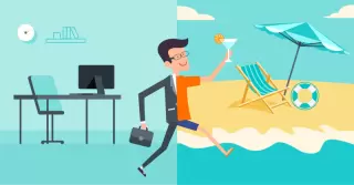 business man walking to the beach