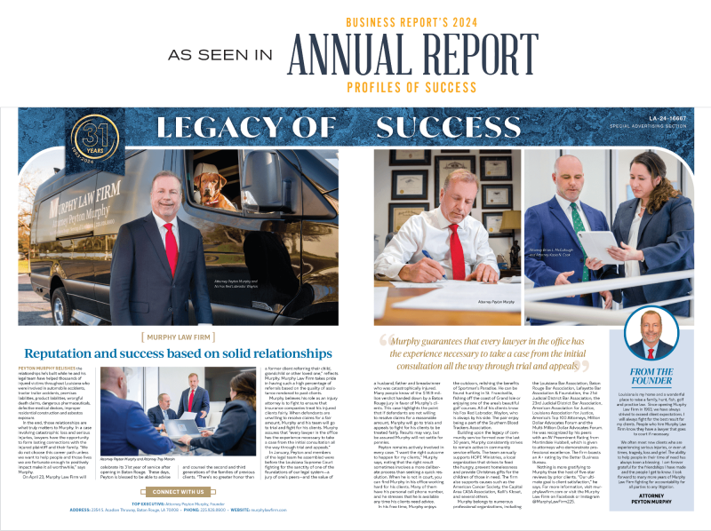 Murphy Law Firm Recognized for Legacy of Success in Annual Business Report